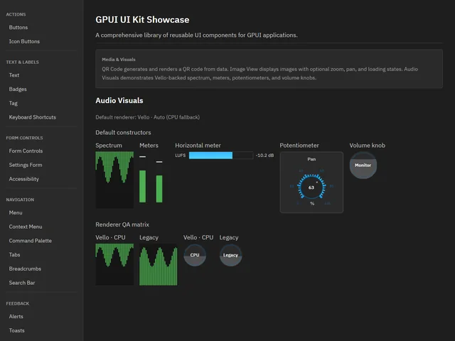 UI Kit Showcase — Audio Visuals