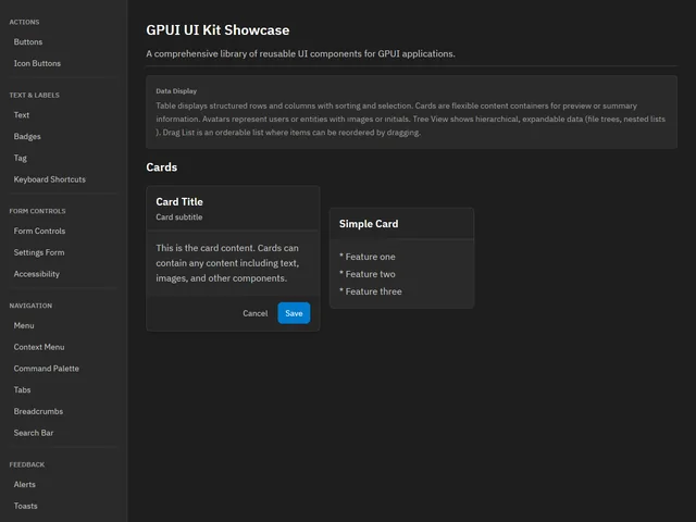 UI Kit Showcase — Cards