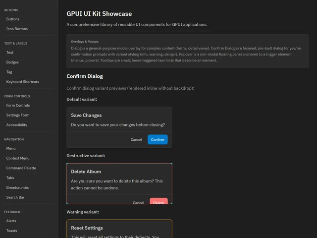 UI Kit Showcase — Confirm Dialog