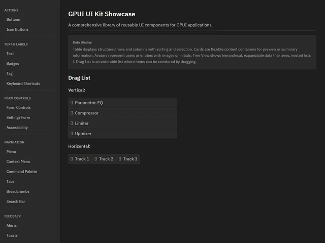 UI Kit Showcase — Drag List