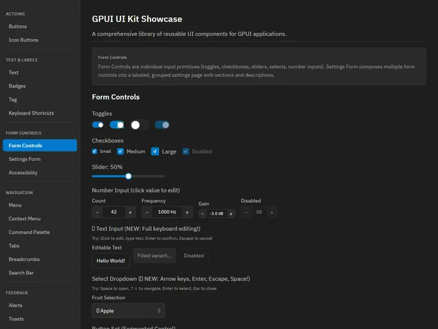 UI Kit Showcase — Form Controls