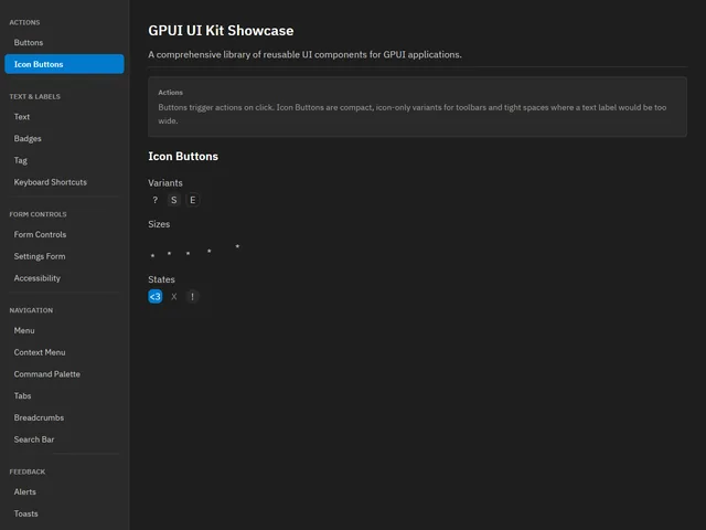 UI Kit Showcase — Icon Buttons