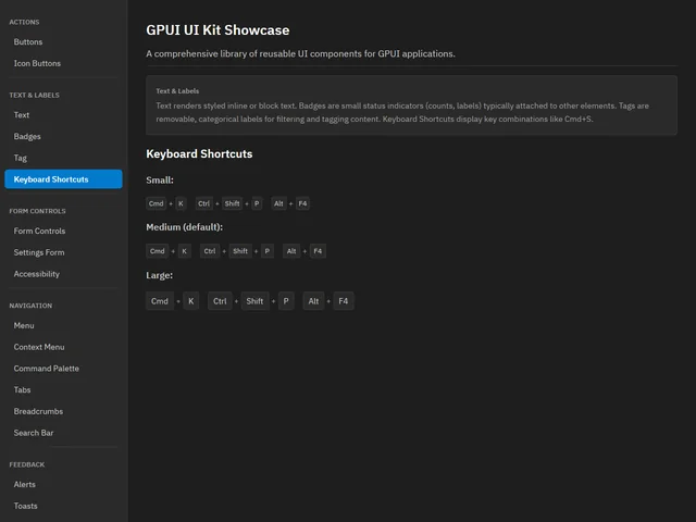 UI Kit Showcase — Keyboard Shortcuts