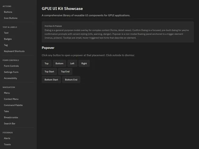 UI Kit Showcase — Popover