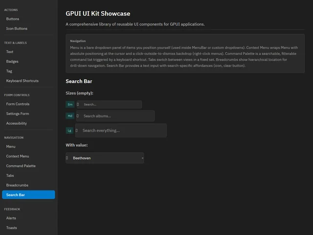 UI Kit Showcase — Search Bar