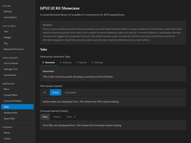 UI Kit Showcase — Tabs