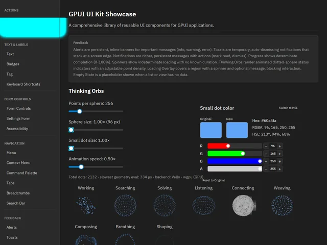 UI Kit Showcase — Thinking Orbs
