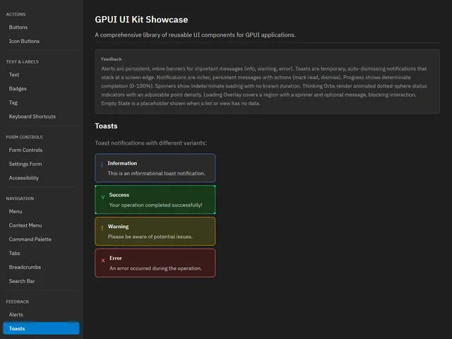 UI Kit Showcase — Toasts